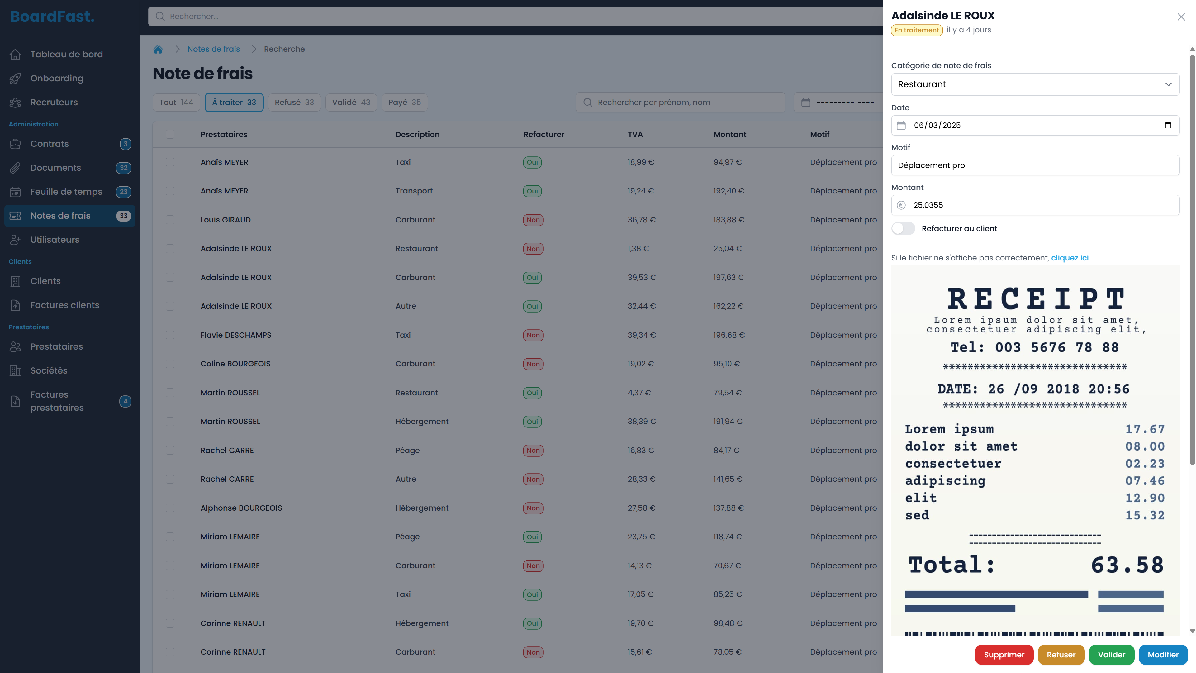 Déplacements professionnels liés à la mission