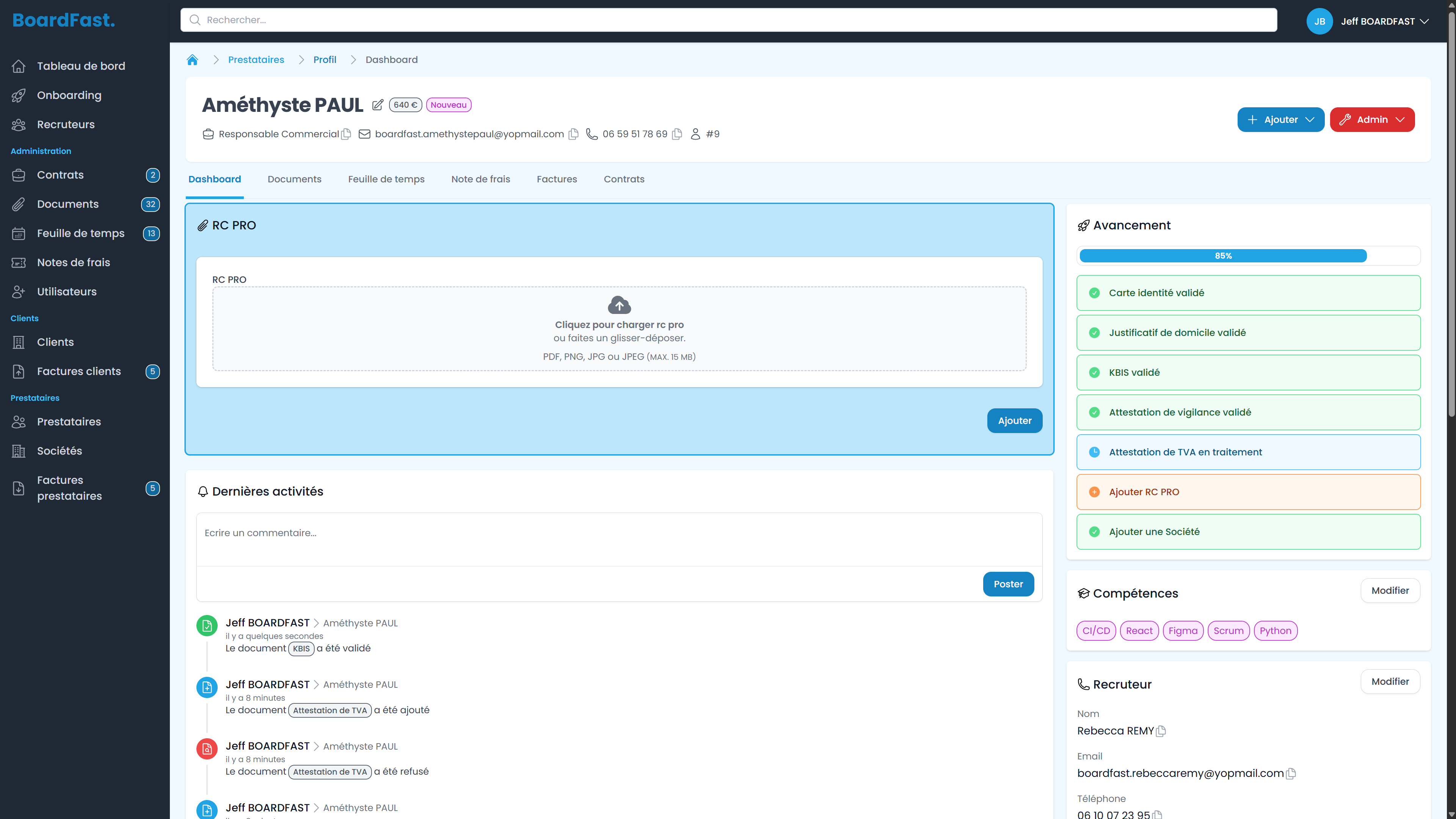 Gestion des prospects et des prestataires